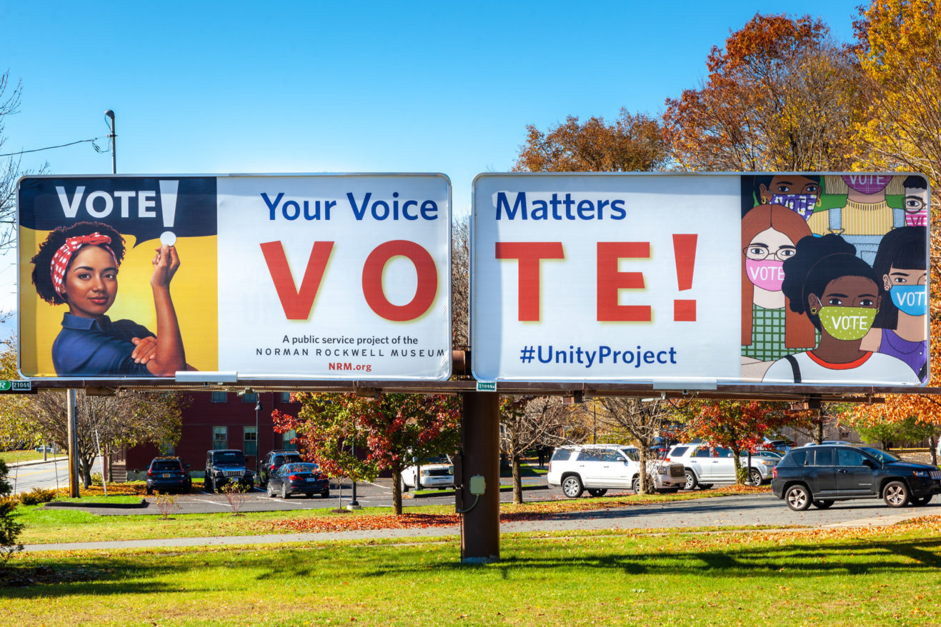 Norman Rockwell Museum, Vote Billboard. October 2020