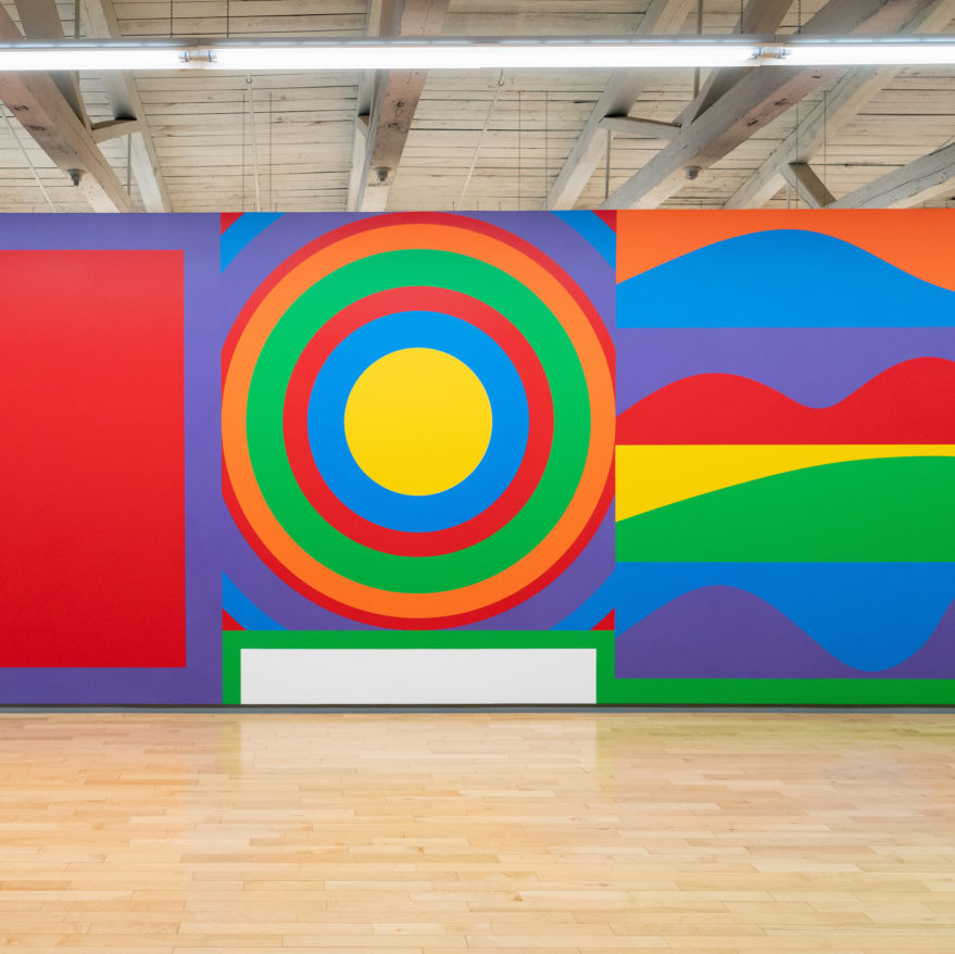 Feature image for MASS MoCA From Home. Sol LeWitt, Wall Drawing 915, Arcs, circle, and irregular bands. Acrylic paint.
