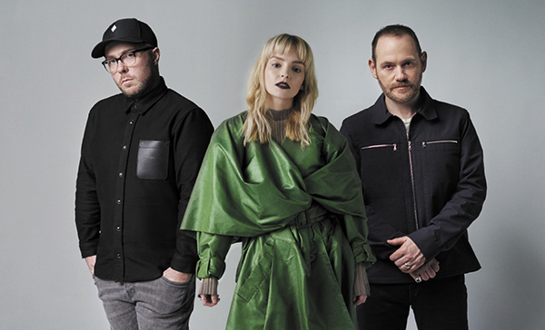 Chvrches at MASS MoCA August 5 feature image, three band members against grey background