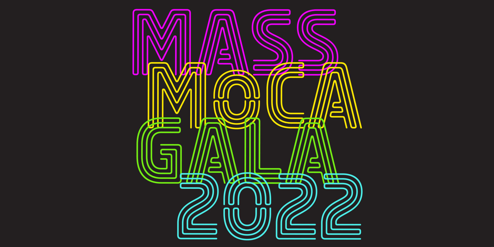 MASS MoCA Gala 2022 Feature image, MASS MoCA Gala 2022 in neon colors